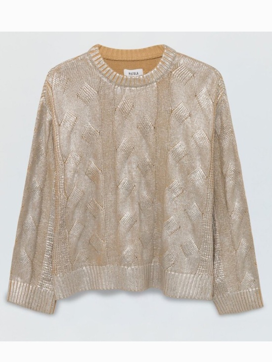 pistola Sweaters - Pistola Everly Foil Accent Cotton Crewneck Sweater